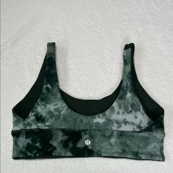 Lululemon Green Tie-Dye Scoop Neck Stretch Sports Bra sz 12 NWOT Comfy Fit - Picture 3 of 10